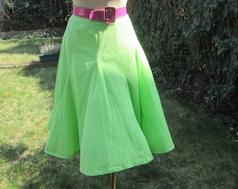 Groene katoenen cirkelrok vintage: maat 42/UK14