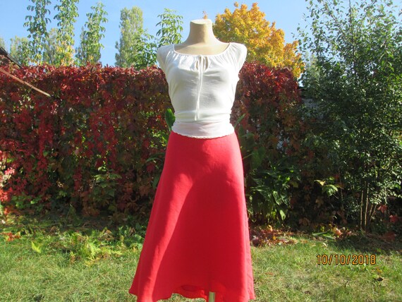 Linen Red Skirt / A Line Linen Skirt / Linen Skir… - image 3