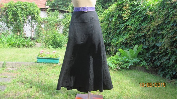 Black Linen Skirt / Skirt Vintage / Linen Linen S… - image 4