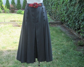 Long Wool Skirt / Pleated Woolen Skirt / Wool Skirt Slits / Gray Wool Skirt / Size EUR42 / UK14 / Rare Wool Skirt Vintage Fom ERCA