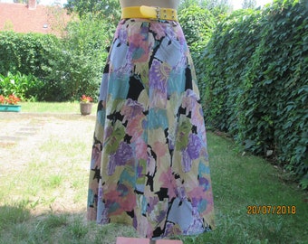 Long Linen Skirt / A Line Skirt / Linen / Viscose / Linen Skirt / Size EUR44 / UK16 / Elastic Waist / Rare Skirt Vintage / Long / Midi