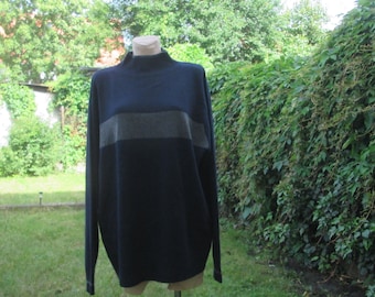 Big Cashmere Pullover Vintage: Navy & Grau, Herren, Unisex, Größe XXL