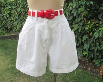Weiße Vintage Baumwolle Shorts, EUR 40 / UK 12, mit Taschen