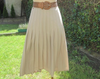 Rare Pleated skirt / Pleated Skirt Beige / Rare Skirt / EUR44 / 46 X UK16 / 18 / Accordion Skirt