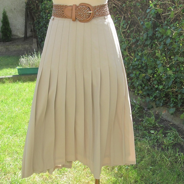 Rare Pleated skirt / Pleated Skirt Beige / Rare Skirt / EUR44 / 46 X UK16 / 18 / Accordion Skirt