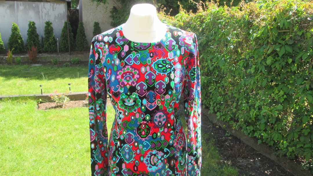 Retro Vibe Print Corduroy Dress