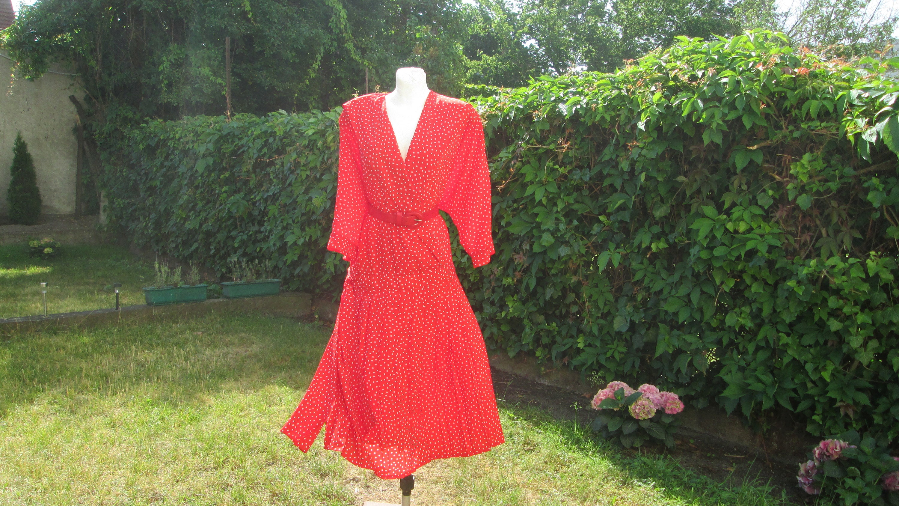 BY PUCCINI Pleated Dress Vintage: Red Polka Dots, Midi, EUR42/44 - Etsy