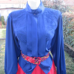 Rare Blouse Vintage / Buttoned Blouse / by St Michael Blouse / Womens Navy Blouse / Embroidery / Size UK14