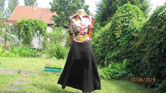 Black Linen Skirt / Skirt Vintage / Linen Linen S… - image 3