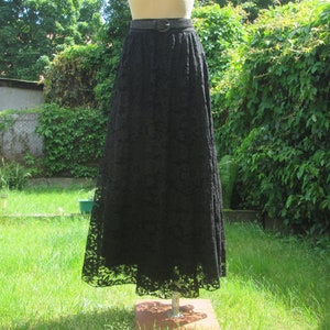 Long  Lace Skirt / Black Lace Skirt / Skirt For Tall / Lace Skirt / Evening / Elegant Skirt / Skirt Size L / UK16  / Rare Skirt Vintage