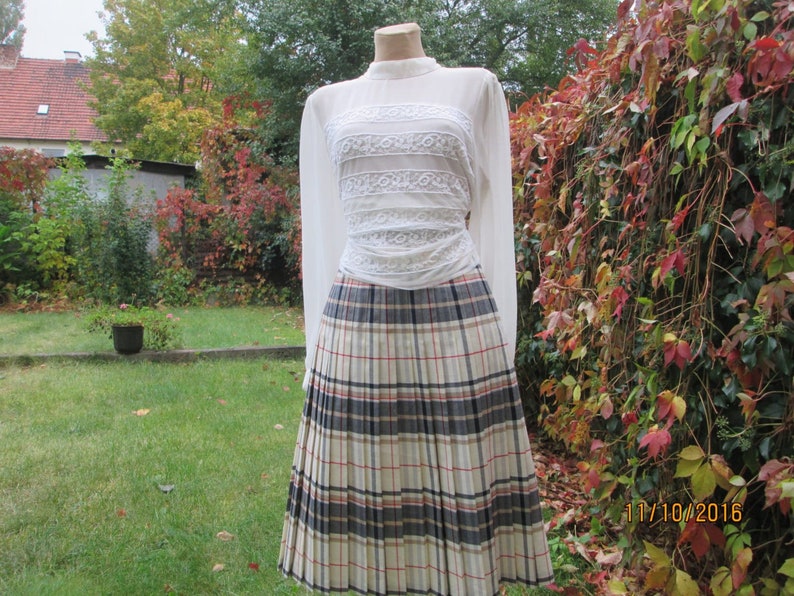 Woolen Pleated Skirt / Pleated Skirt Checkered / Wool Skirt / Woolen Skirt / Rare Skirt Vintage / Skirt Size EUR42 / UK14 image 5