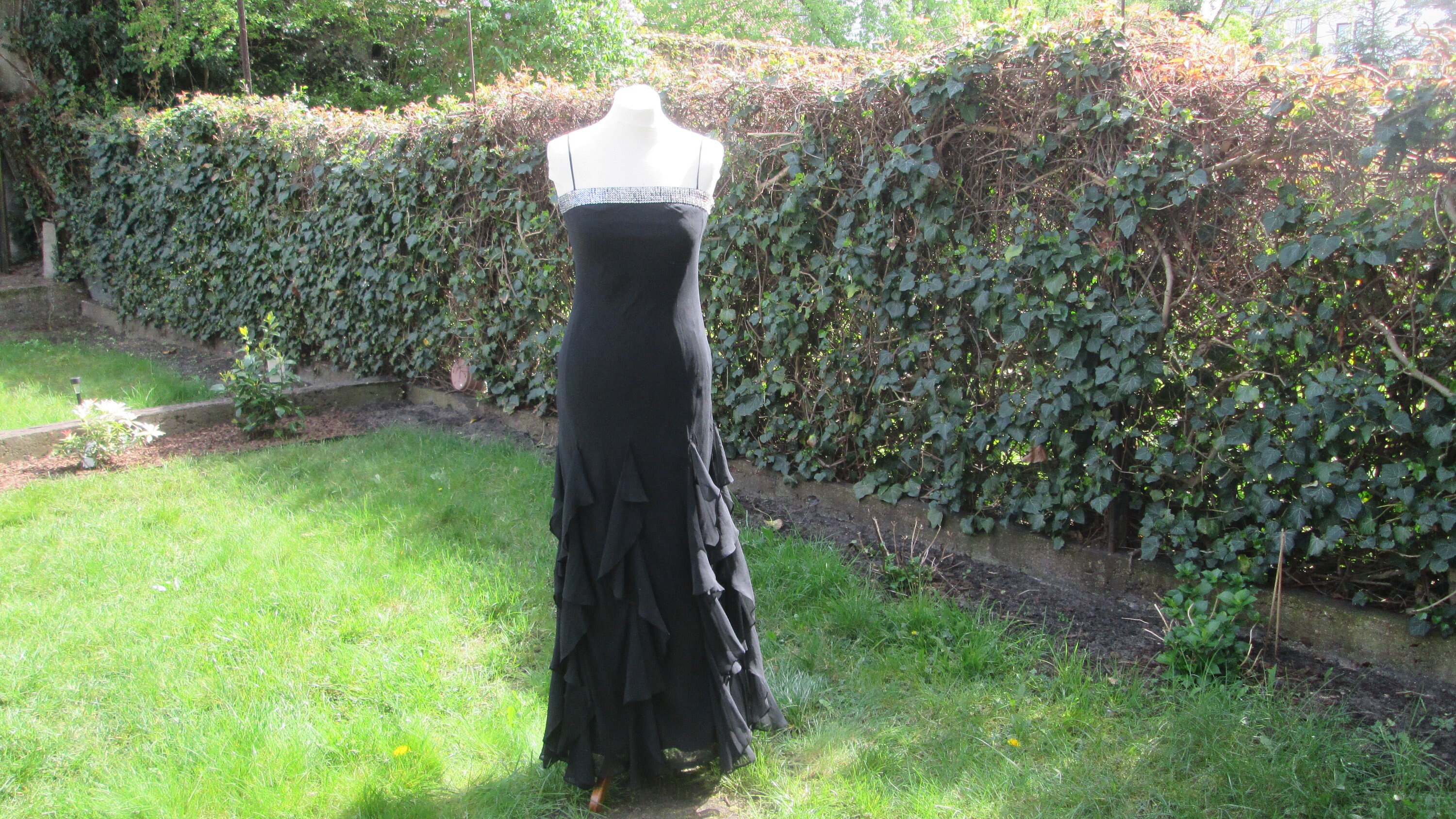 ANDRESD drape velour dressブラックS Black long draped dress in silk chiffon lurex – Redemption