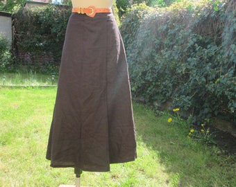 Long Linen Skirt / Linen Skirt Brown / Size EUR44 / UK16 / A Line Linen Skirt / Skirt for Tall / Rare Skirt Vintage