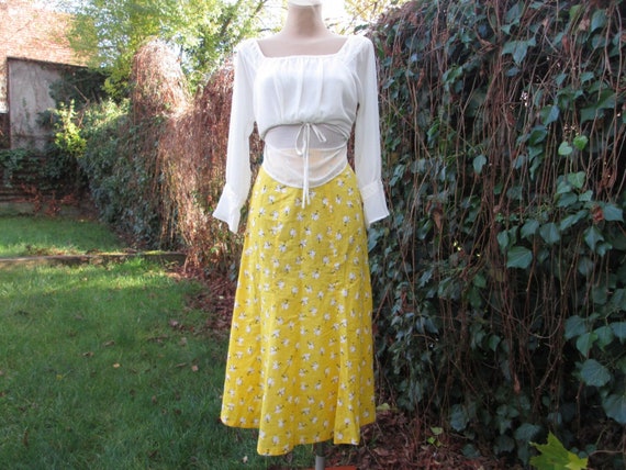 Cotton Skirt Skirt Vintage Yellow Skirt White Black Summer Skirt Size EUR34 UK6 Rare Skirt Etsy UK