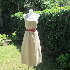 Designer Dress  from ADINI / Linen / Cotton Dress Beige / Rare Dress Vintage / Sleeveless Dress / Summer Cotton  Dress / Size M
