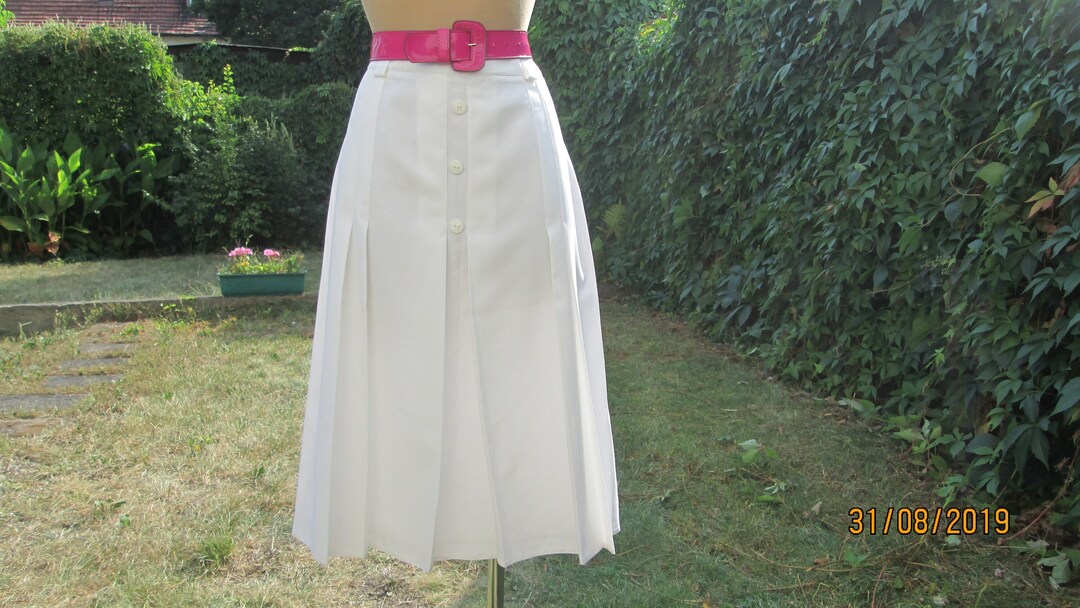Pencil White Skirt / Skirt With Pleats / Skirt Vintage / White Etsy