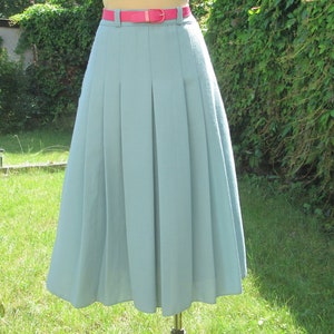 Wool Skirt Pockets / Pleated Woolen Skirt / Rare Skirt Vintage / Wool Pleated Skirt / Size UK14 / 16 / Wool Skirt Light Turquoise