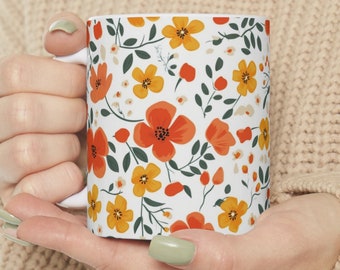 Blossom with Every Sip: The Floral Wonderland Coffee Mug. Flower Mug. Coffee Mug. Tea Mug. Tea Cup. Coffee Cup.