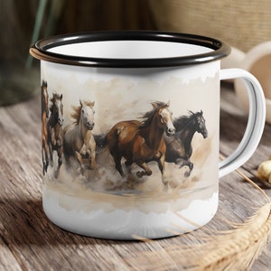 Unbridle Your Adventure with Our Wild Horse Camping Mug - Trot, Gallop, Sip! Horse Lover. Horse Gift. Mustang Mug