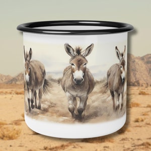 Enamel Camping Mug "Wild Burro" Desert Animal Gift, Donkeys, Donkey lovers gifts