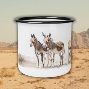 Desert Days & Burro Ways Enamel Mug - Southwest Enamel Coffee Cup, Campfire Mug, Travel Cup, Adventure Coffee, Outdoor Camping Mug, Camp Cup