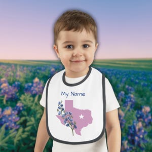Personalized Texas State Bluebonnet Baby Bibs - Customizable Baby Bib, Gifts for Babies, Newborn Texas Gift, Texas Pride Baby, Baby Name Bib
