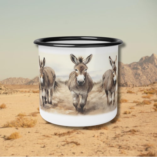 Enamel Camping Mug "Wild Burro" Desert Animal Gift, Donkeys, Donkey lovers gifts