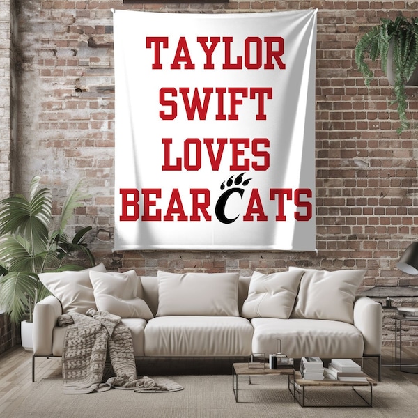 Taylor Swift Loves Bearcats Tapestry, University of Cincinnati Dorm Decorations, Bearcats Decor, Taylor Swift Apartment, Bearcats Tapestry