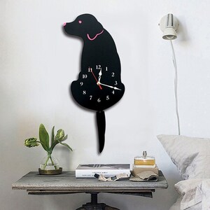 Modern Swing Silent Wall Clock Dog Tail Pendulum Home Decoration