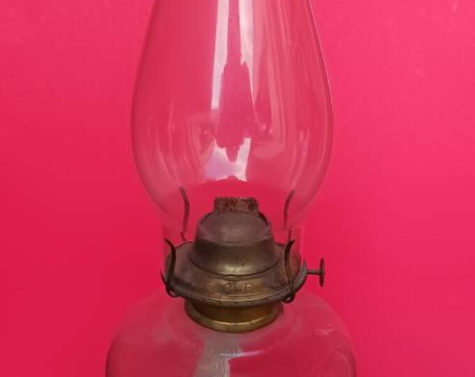 Vintage,elegant,pressed Glass,hurricane,oil Lamp,kerosene,thomaston