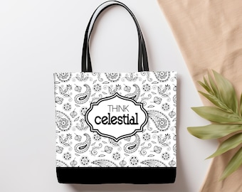 Think Celestial Tote Bag | Relief Society | LDS Primary | Young Women| Seminary | Sister Missionary| LDS General Conference