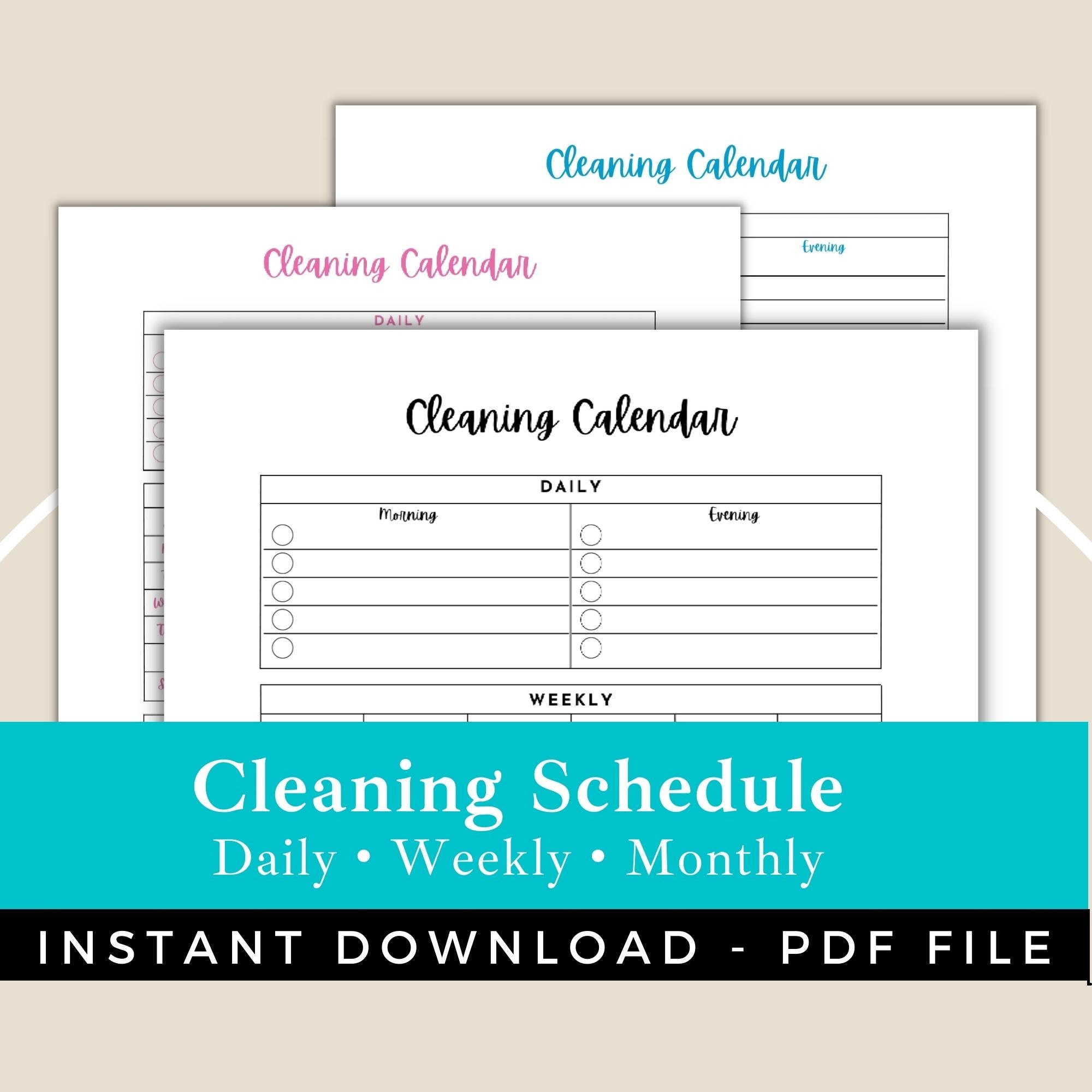 Printable Cleaning Checklist | Daily, Weekly, Monthly Schedule (PDF) - Etsy