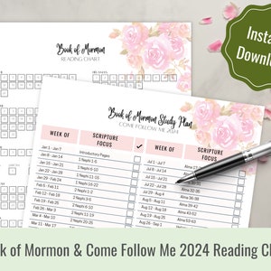 Book of Mormon Reading Chart | Book of Mormon Reading Tracker | Book of Mormon Reading Challenge |  Come Follow Me 2024
