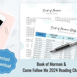 Book of Mormon Reading Chart | Book of Mormon Reading Tracker | Book of Mormon Reading Challenge |  Come Follow Me 2024