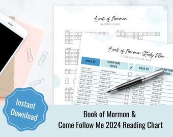 Book of Mormon Reading Chart | Book of Mormon Reading Tracker | Book of Mormon Reading Challenge |  Come Follow Me 2024