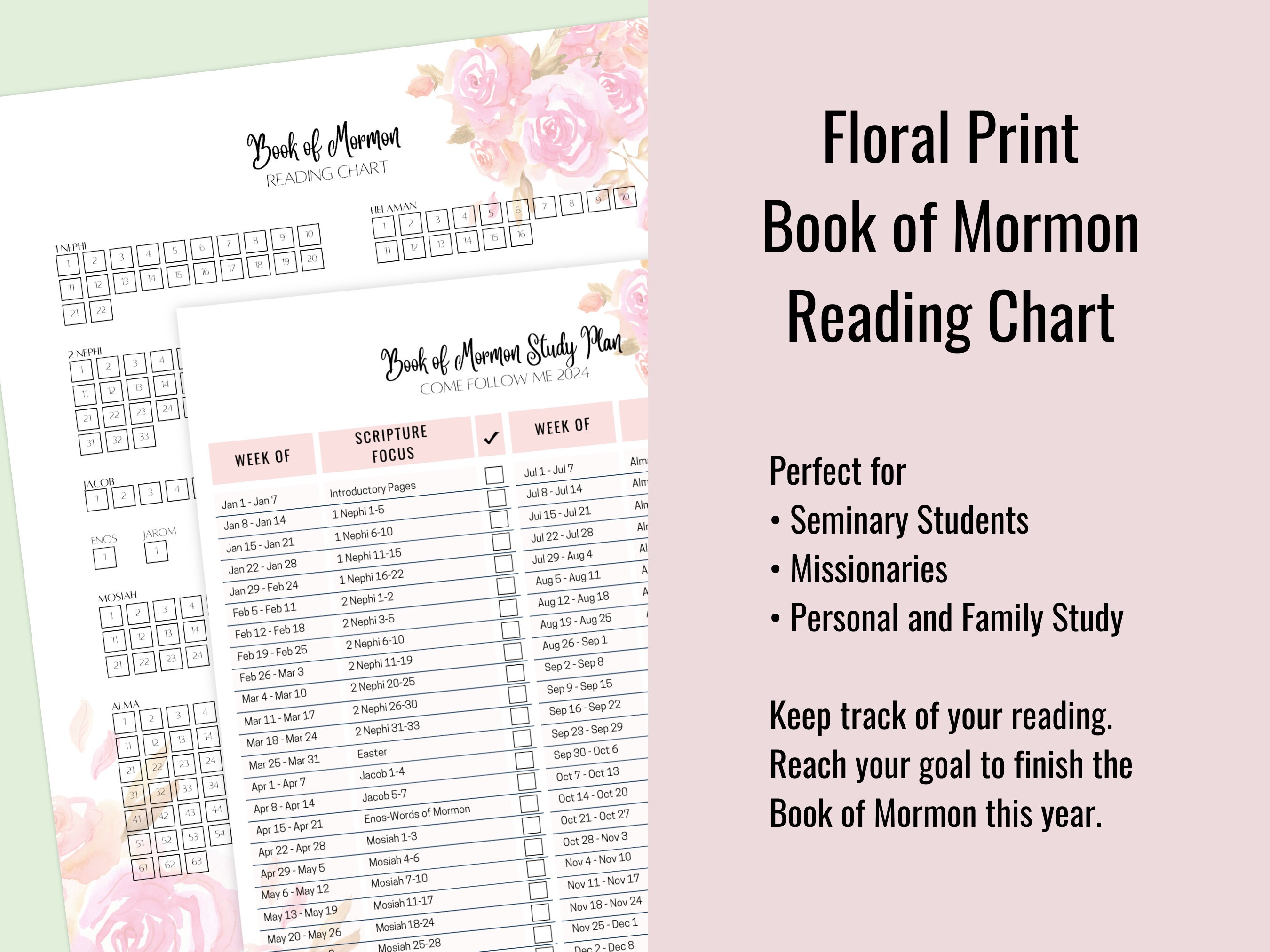 Book of Mormon Reading Chart | Book of Mormon Reading Tracker | Book of ...