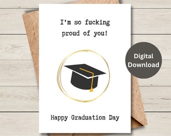 Printable Graduation Card, Printable Graduation Card Funny, Digital Graduation Card, 5x7 Greeting Card, Printable Envelope