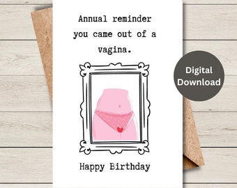 Funny Printable Birthday Card, Printable Birthday Day Card Funny, Digital Birthday Card, 5x7 Greeting Card, Printable Envelope