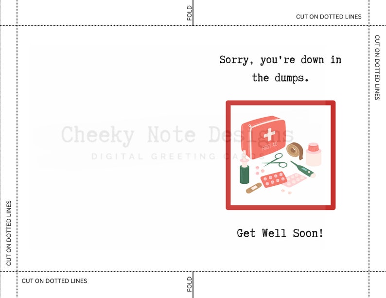 Printable Get Well Card, Printable Get Well Card Funny, Digital Get ...