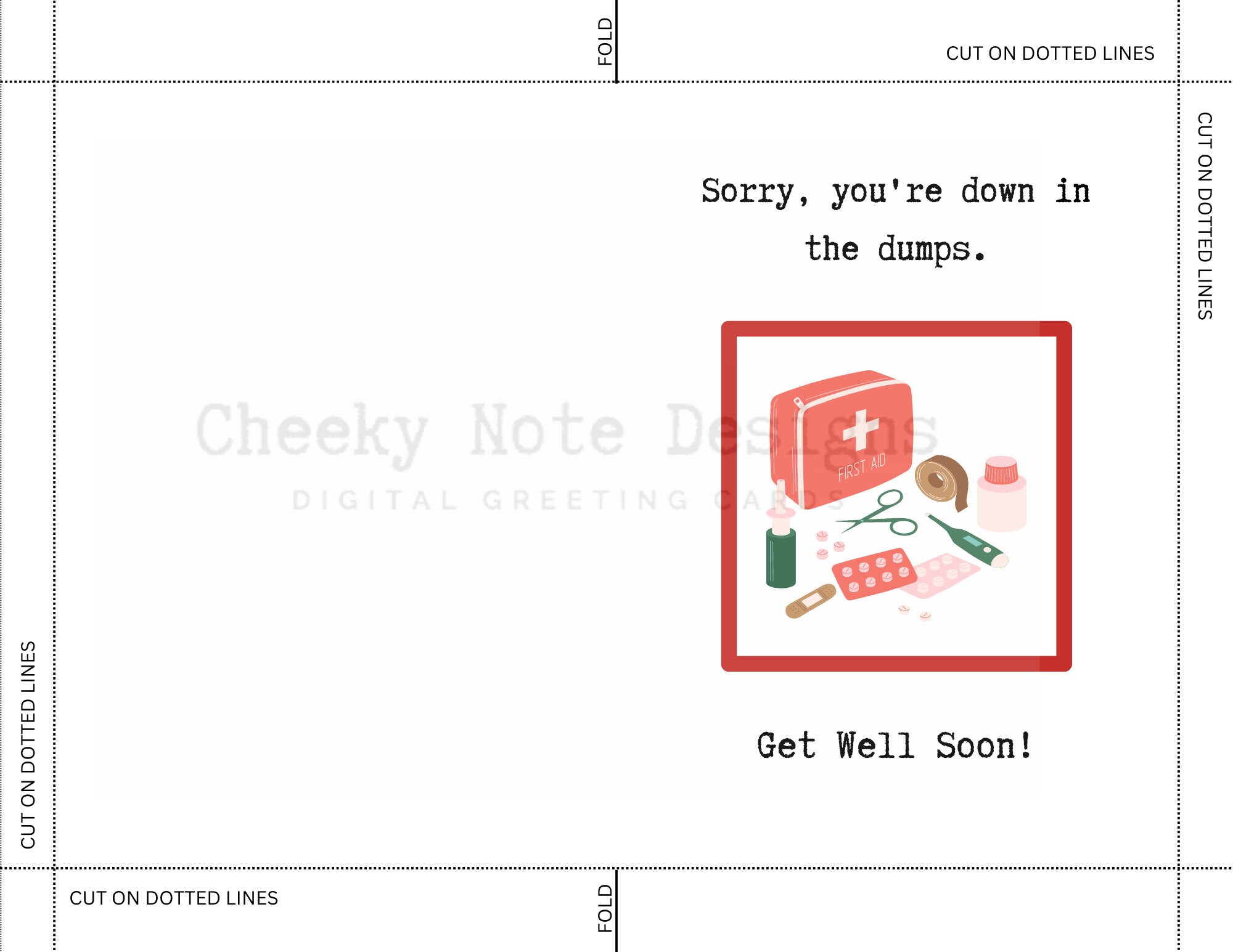 Printable Get Well Card, Printable Get Well Card Funny, Digital Get ...