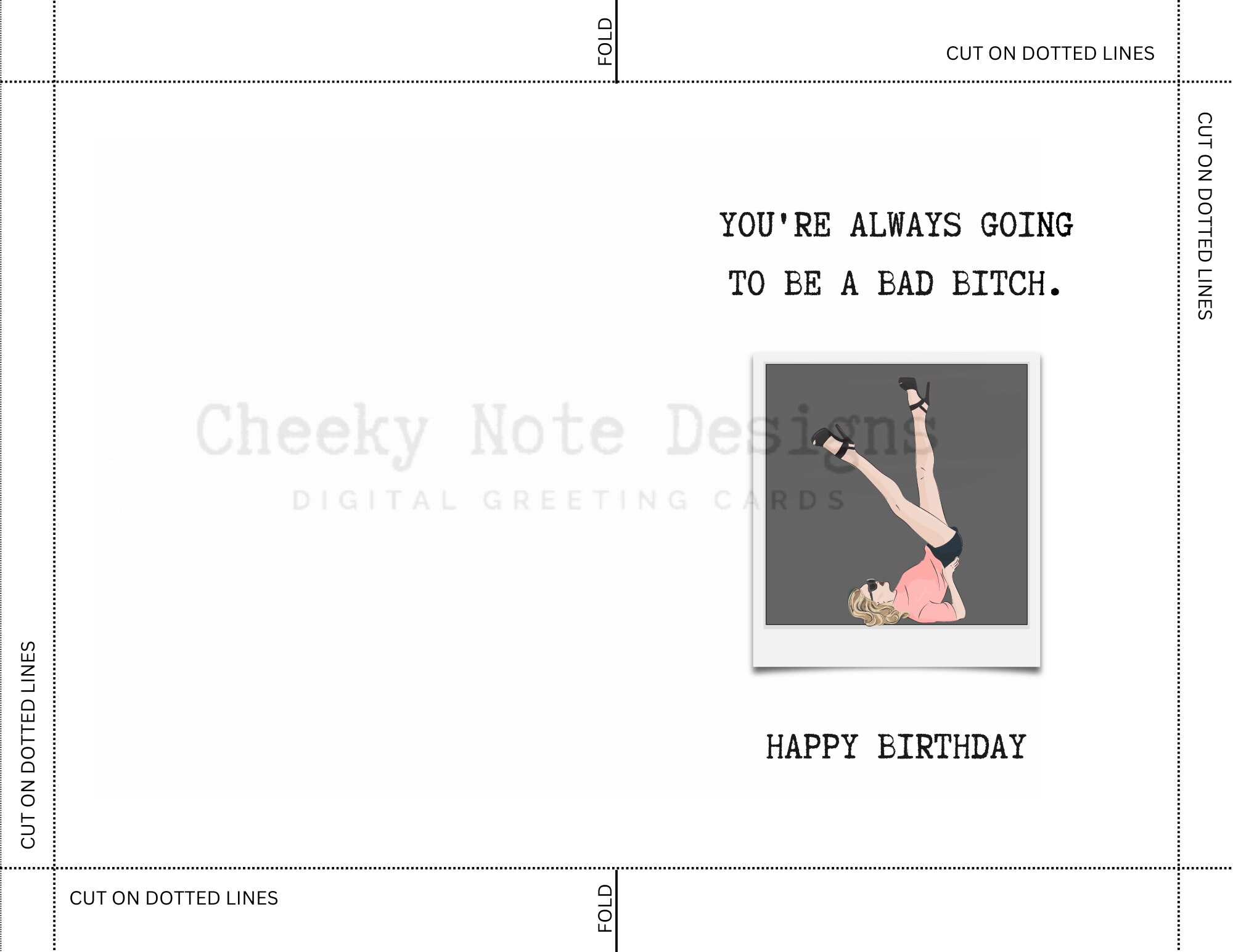 Funny Printable Birthday Card, Printable Birthday Day Card for Her ...
