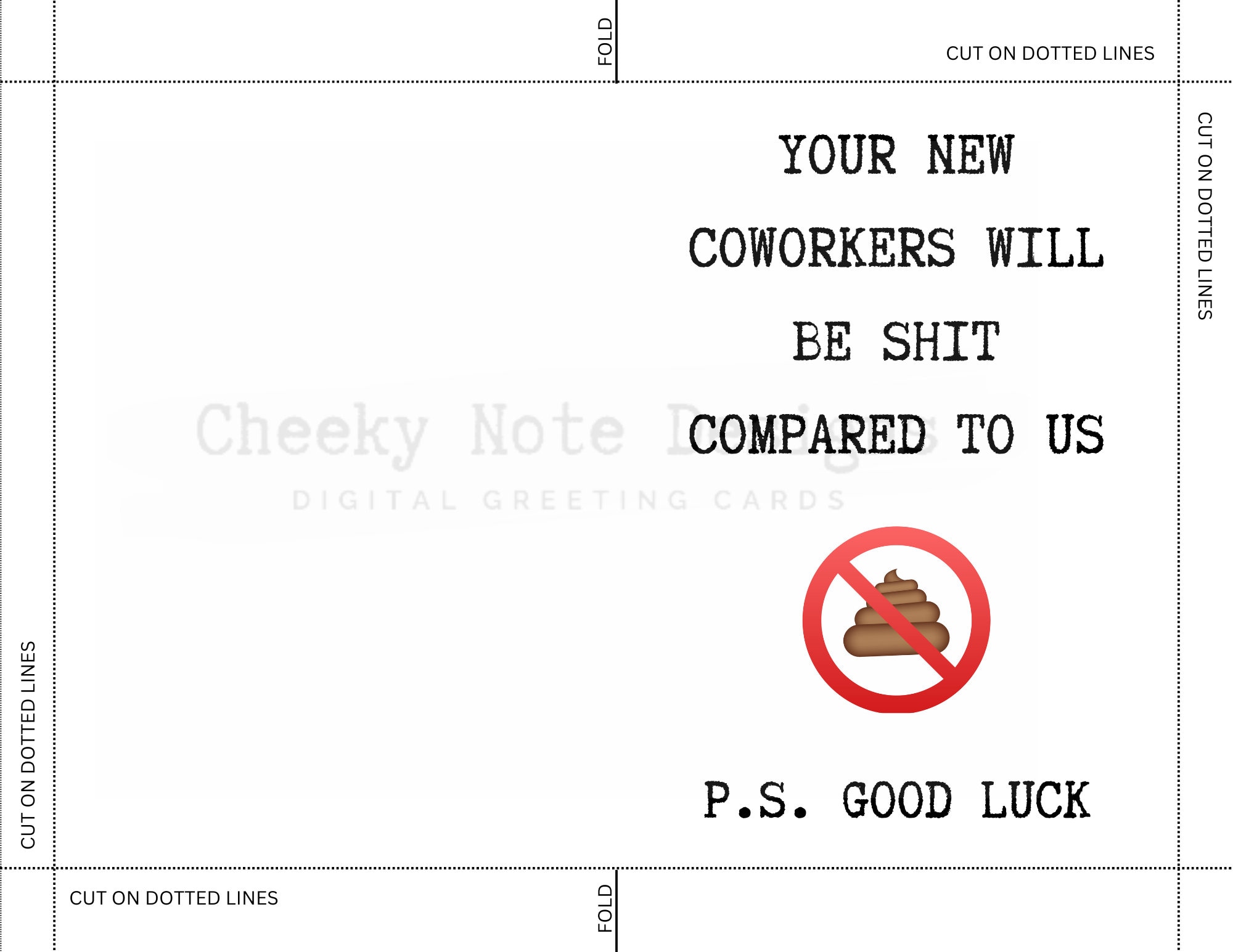 Printable New Job Card From Coworkers, Printable New Job Card Funny, Digital New Job Card, 5x7 ...