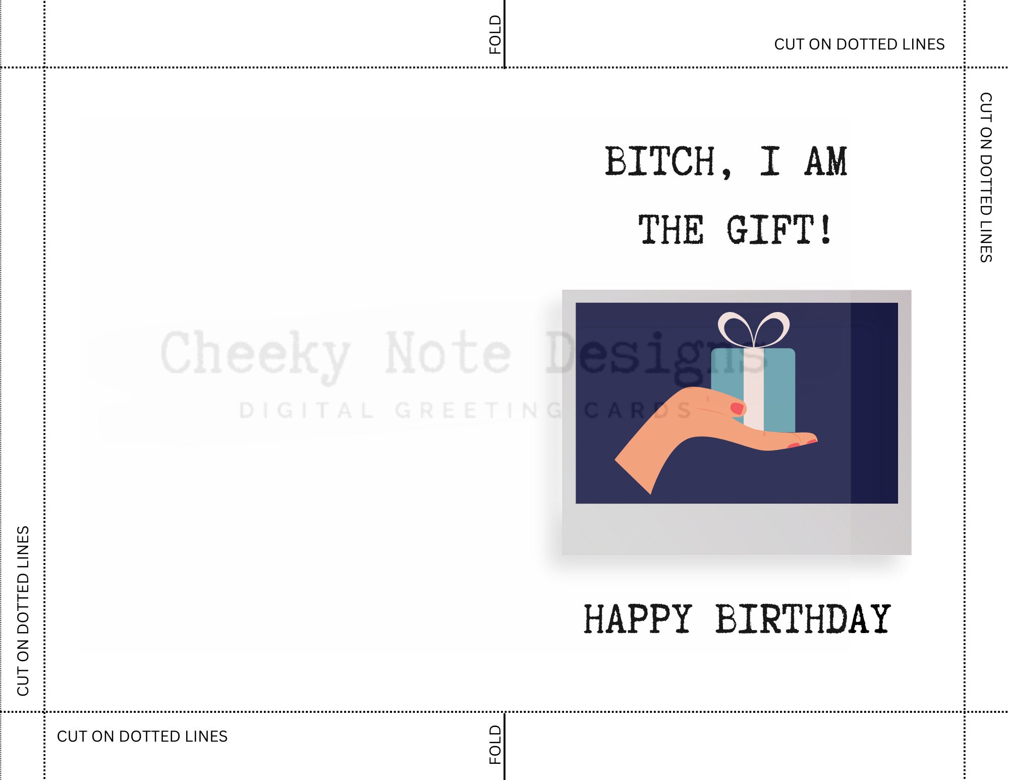 Funny Printable Birthday Card, Printable Birthday Day Card for Her ...