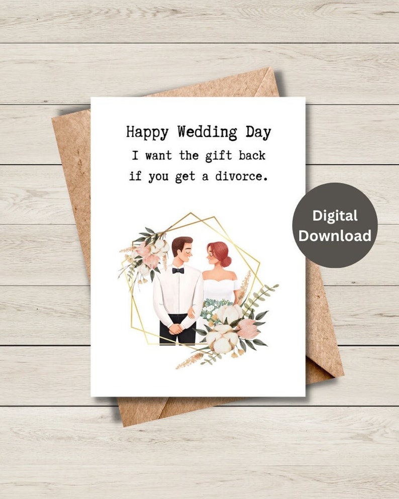 Printable Wedding Card, Printable Wedding Card Funny, Digital Wedding ...