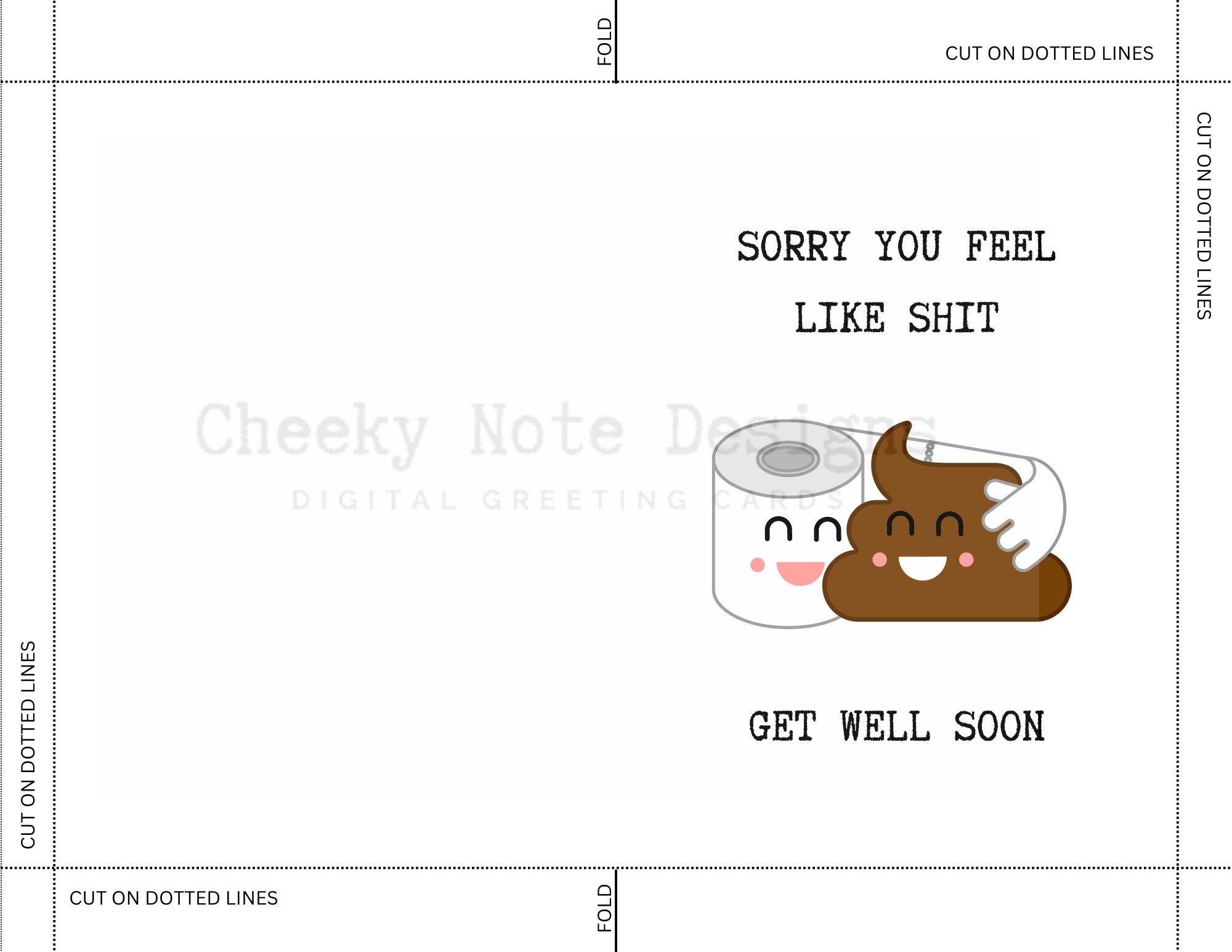 Printable Get Well Card, Printable Get Well Card Funny, Digital Get ...