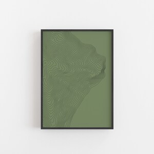 Topographie Map Art, Art mural vert et noir, Grande impression abstraite minimaliste, Art mural imprimable numérique
