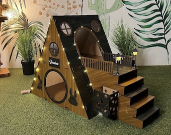 Modern Rabbit House, Indoor Rabbit Castle, Rabbit Furniture, Extra Large Rabbit House, Rabbit Bed, Bungalow Rabbit House,