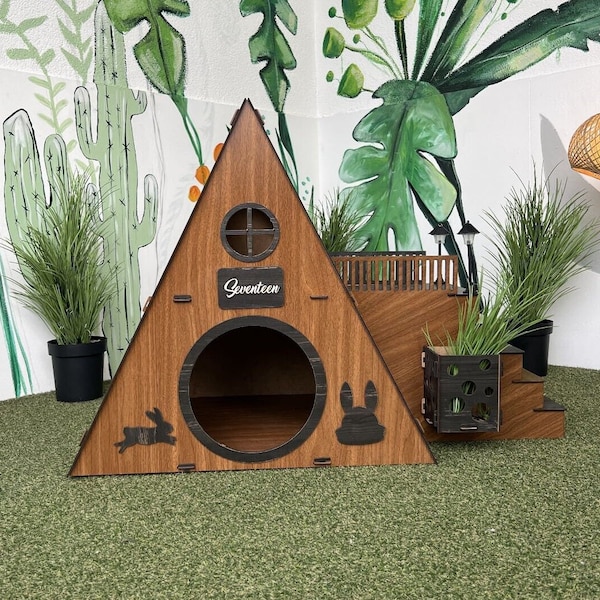 Modern Rabbit House, Indoor Rabbit Castle, Rabbit Furniture, Extra Large Rabbit House, Rabbit Bed, Bungalow Rabbit House,