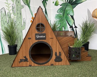 Modern Rabbit House, Indoor Rabbit Castle, Rabbit Furniture, Extra Large Rabbit House, Rabbit Bed, Bungalow Rabbit House,