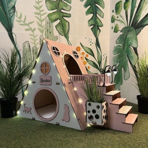 Pink Cat House,Modern Cat House, Indoor cat Castle, Cat Furniture, Extra Large Cat House, Cat Bed